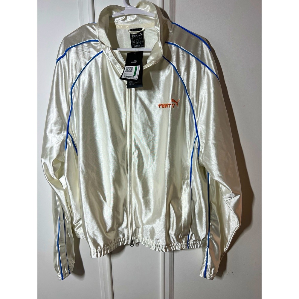 Puma x Fenty T7 Piping Track Jacket Mens Large Warm White 633626-87 NWT